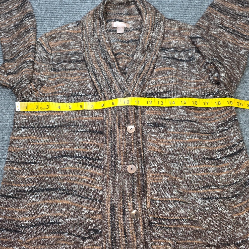 White Stag Shawl Collar Button Cardigan Sweater Women's Size L 12-14 Brown Combo - Picture 5 of 7
